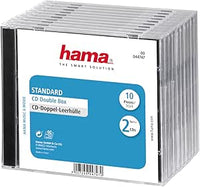Hama CD-Doppel-Leerhülle, Standard, 10er-Pack, transparent-schwarz