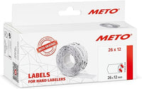 Original Meto Preisauszeichner Etiketten (26x12 mm, 1-zeilig, 6.000 Stück, weiß, permanent, Preisetiketten für Meto, Hutner, Avery, Contact, Sato, Tovel etc.), ‎9506163