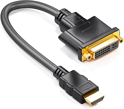deleyCON HDMI zu DVI Adapter-Kabel - HDMI Stecker zu DVI Buchse (24+5) - Full HD 1080p HDTV 1920x1080 WUXGA 1920x1200 - vergoldete Kontakte - TV Beamer PC - Schwarz