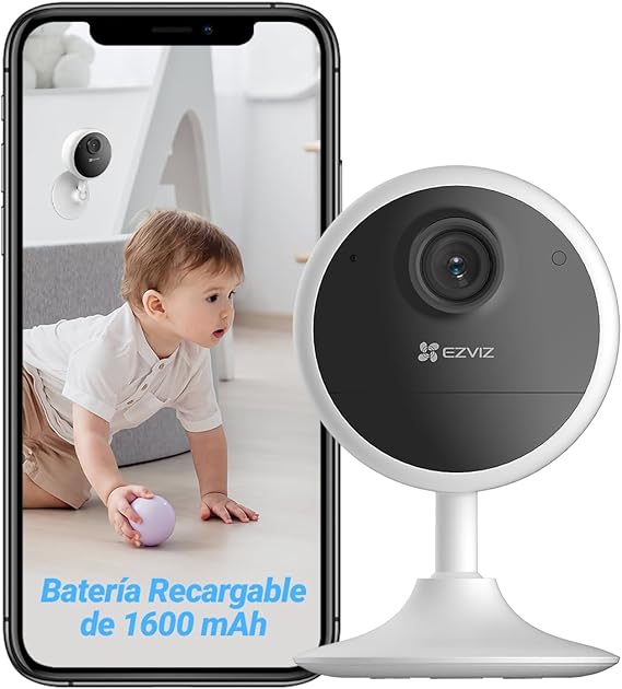 EZVIZ Camara Vigilancia WiFi Interior con Bateria de 40 Dias 1080P Camara IP de Seguridad, Deteccion de Persona Humana, Audio Bidireccional, Soporta Tarjeta hasta 512GB,Compatible con Alexa,CB1