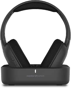 Energy Sistem SoundReel Auriculares TV Inalambricos Bluetooth y RF 2.4 GHz con Base de Carga Entrada Optica Toslink y Jack 3.5 mm Baja Latencia Cascos Cerrados Diadema Comoda 18H Autonomia Television