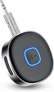HORJOR Adaptador AUX para Coche, Receptor Bluetooth 5.0, inalámbrico, Auriculares, Llamadas Manos Libres, conexión Doble, 16 Horas de Tiempo de reproducción