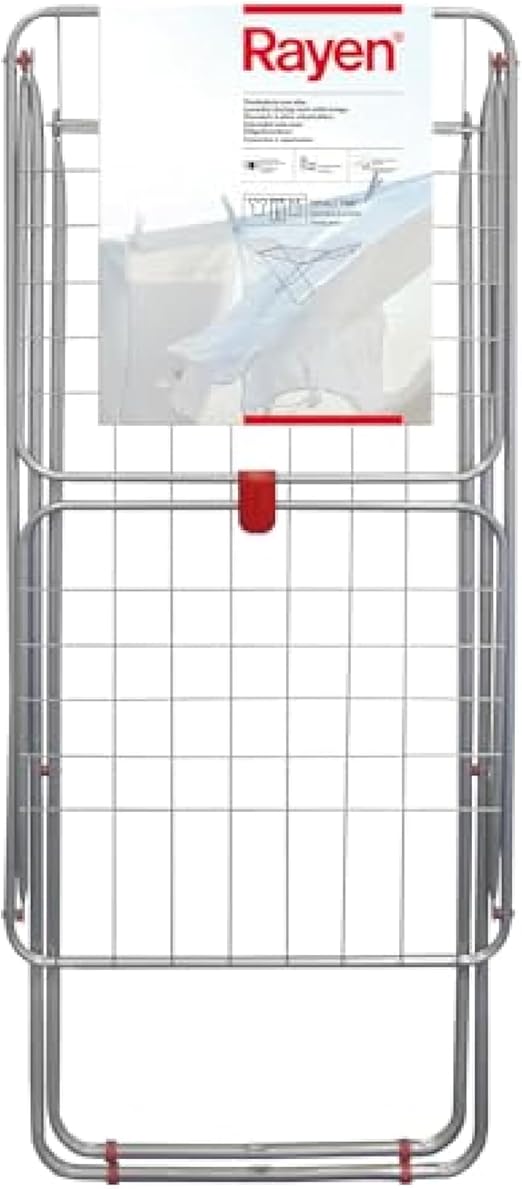 Rayen | Tendedero con alas | Superficie de tendido de 19 m | Sistema de bloqueo de alas | Tendedero plegable y antideslizante|Para interior y exterior|182 x 55 x 102 cm Color Acero|19 metros