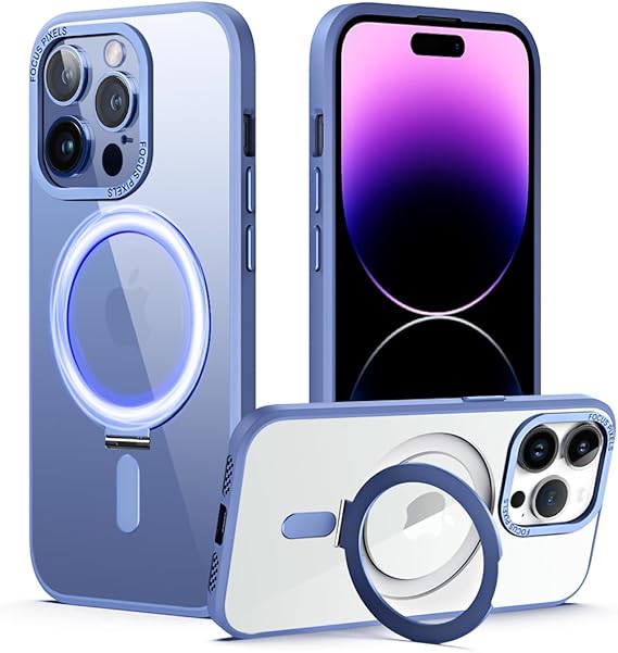 URMAX Funda magnética para iPhone 14 Pro Max, protección de grado militar, soporte invisible integrado, funda protectora delgada a prueba de golpes compatible con Mag-Safe para iPhone 14 Pro Max de