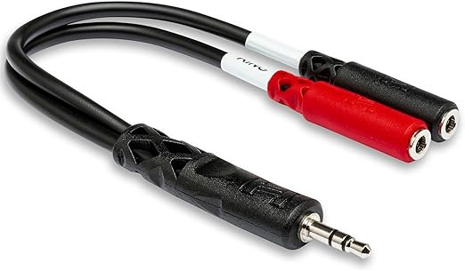 Hosa YMM-261, Stereo Breakout, 3.5 mm TRS to Dual 3.5 mm TSF