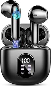 Auriculares Inalambricos, Auriculares Bluetooth 5.3 HiFi Estéreo, 50H Cascos Inalambricos Bluetooth con 4 HD Mic,2024 Audifonos Inalambricos Cancelacion de Ruido ENC/Pantalla LED/IP7 Impermeable/USB-C