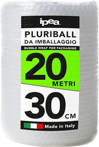 IPEA Rollo de Plástico de Burbujas para Embalaje y Envío – 20 Metros x 30 cm – Pluriball - Burbujas de Aire para Protección, Acolchado, Embalaje de Objetos – Resistente Desgarro
