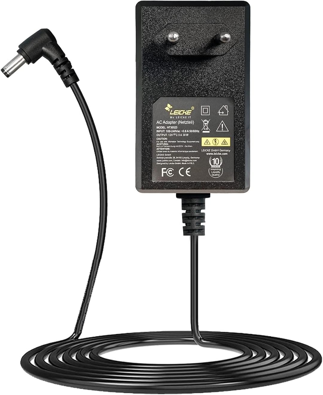 LEICKE Cargador Universal 12V 2,5A | Fuente de Alimentación 30W idéntico a 311P0W091 para AVM Fritzbox 7490 y 6490 Monitores LCD y TFT, Routers, Bose Soundlink, Discos Duros, Luces LED, Box TV