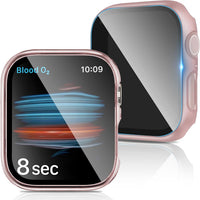 2Buyshop 2 carcasas para Apple Watch Serie SE 6 5 4 44 mm Case con cristal templado Privacy Película protectora anti espía rígida PC antigolpes fina funda para Apple Watch Serie 6 5 4 SE Cover 44 mm