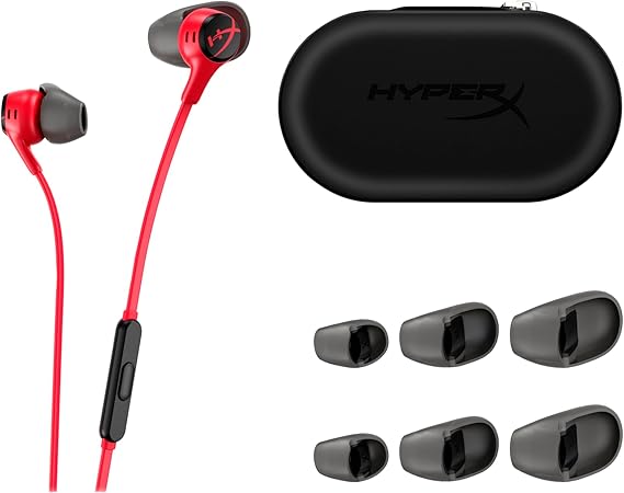 HyperX Cloud Earbuds II - Auriculares para Juegos con micrófono, Color Rojo
