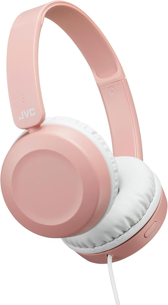 JVC Cascos con Cable, Micrófono y Diadema Acolchada | Diseño Plegable y Giratorio | Auriculares con Cable de Freqüencia 10-26000 Hz | Diseño Ligero | Mini-Jack de 3,5 mm | Rosa - HA-S31M