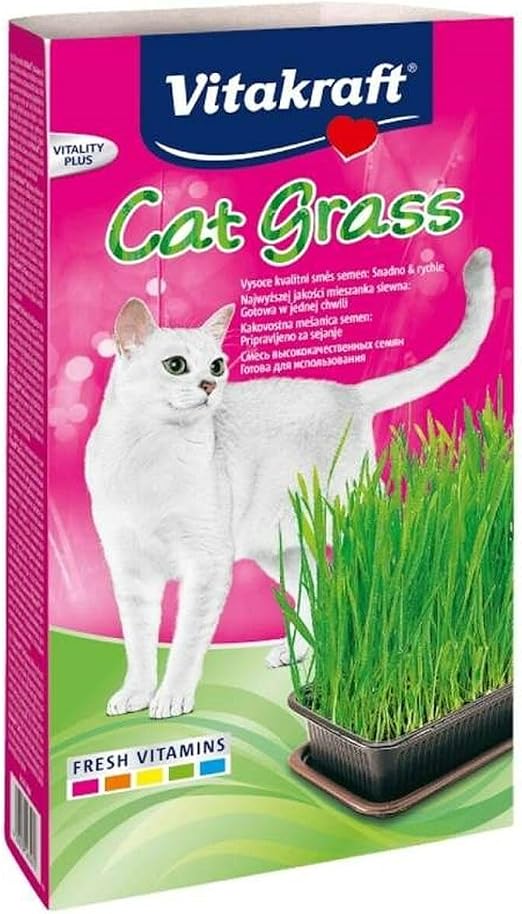Vitakraft Cat Grass, Mezcla de Semillas de Hierba para Gatos, con vitaminas y minerales (1x 120g)