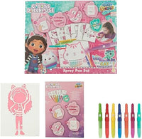 Gabby's Dollhouse - Spray Pen Set (GD23364) - Kit de Bolígrafos Pulverizadores para Colorear y Dibujar - 7 Bolígrafos soplador y 6 Plantillas para Crear Colores y Dibujos Únicos