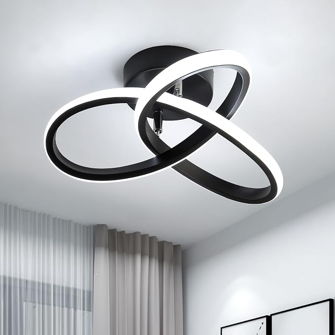 Comely Lámpara de Techo LED, 22W 2500LM Plafón LED Techo Negro Moderno