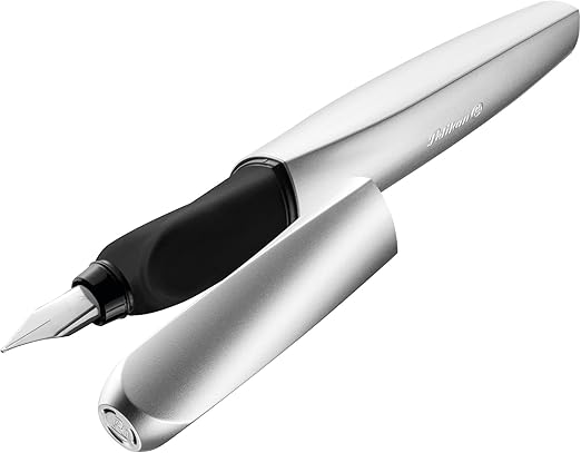 Pelikan P457 - Pluma estilográfica de trazo medio, plateado