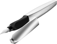 Pelikan P457 - Pluma estilográfica de trazo medio, plateado