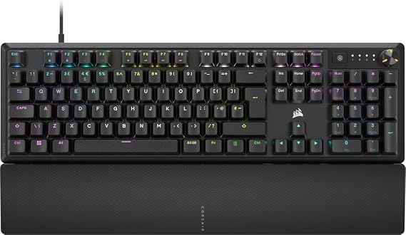 CORSAIR K70 CORE RGB Mechanisch Bedraad Gaming Toetsenbord met Palmrest - Pre-Lubed MLX Rode Lineaire Schakelaars, SOCD, ABS Geschilderde toetsdoppen, Geluidsdemping, Media Control Dial, QWERTY UK -