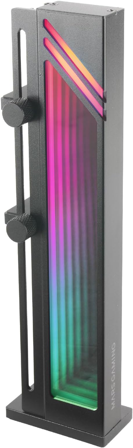 Mars Gaming MCA-GCB, Soporte para Tarjeta Gráfica, Iluminación ARGB Infinity Mirror, Soporte GPU con Sincronización ARGB, Base Magnética Antideslizante, Compatibilidad Universal, Negro