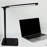 Qualore Lámpara Escritorio, Flexo Led Escritorio con 5 Niveles de Brillo y 5 Modos, Carga USB-C, Temporizador, Cuidado Ojos, Función de Memoria, Control Táctil, Luz Nocturna Mesita Studiar Infantil