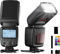 PHOTOOLEX LCD Flash Speedlite para Canon Nikon Sony Panasonic Olympus Fujifilm Pentax Sigma Minolta Leica y Otras cámaras SLr Digital dslr Rollo SLR y Cámaras Digitales con Zapata de Contacto Singular