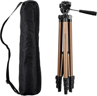 Amazon Basics Trípode para Cámara de 127cm/50in, Ligero, con Bolsa, Altura Ajustable, para Cámaras Réflex Digitales, Color Champán
