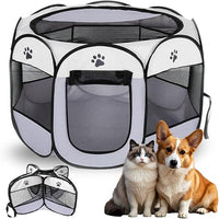 Parque para Perros 74x74x43cm, Jaula para Gatos Plegable, Jaula para Perros Portátil, Corralito para Gatos, Conejos, Animales Pequeños, Interior y Exterior (Gris)