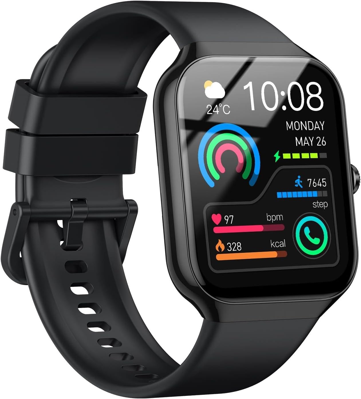 Reloj Inteligente Hombre Mujer, 1.96"Pantalla Táctil Smartwatch con Llamada Bluetooth, Monitor de Sueño/Cardíaco/Podómetro, 113+ Modos Deportivos, Pulsera Actividad Impermeable IP68 para Android iOS