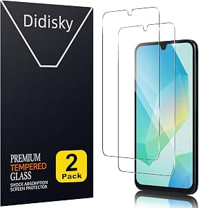 Didisky [2-Piezas Cristal Templado Protector de Pantalla para Samsung Galaxy A16 4G/5G 6.7", Antihuellas, Sin Burbujas, Fácil de Limpiar, 9H Dureza, Transparente