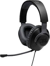 JBL Quantum 100 Auriculares para gamers con sonido QuantumSOUND, micrófono Boom diseño ligero, cómodo y llamativo, compatible con múltiples plataformas, en negro