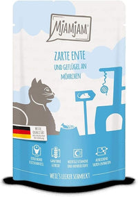 MjAMjAM Quetschie Pato y aves de corral en zanahorias | 12 x 125 g comida para gatos