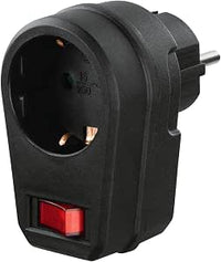 Hama Adaptador de enchufe (conector de protección contra contactos directos, adaptador de enchufe con interruptor, interruptor de ENCENDIDO/APAGADO, adaptador, enchufe de protección contra contactos