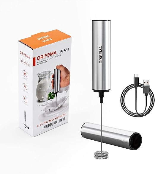 GRIFEMA Espumador de Leche Eléctrico Recargable Batidor Café