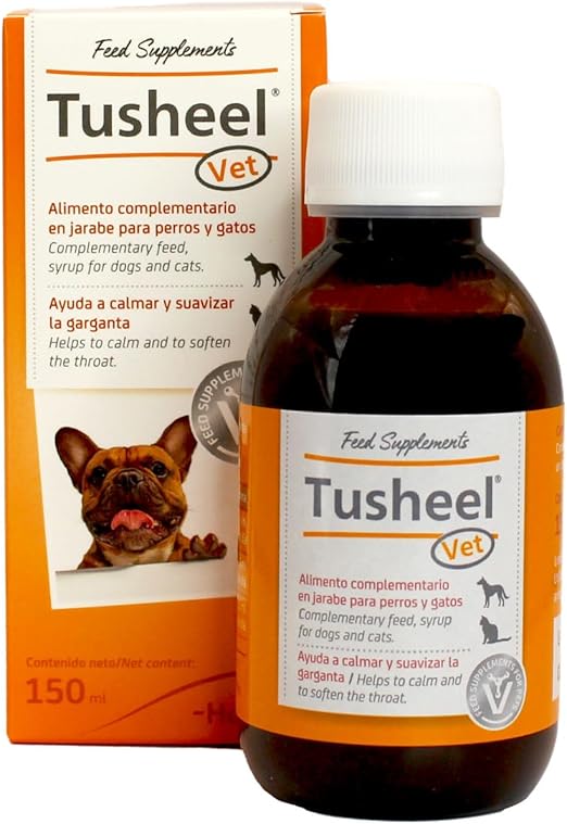Heel – Tusheel Vet Jarabe Para Perros y Gatos que Calma y Suaviza la Tos - Composición Completa con ingredientes naturales para todo tipo de toses- Sabor Pollo con Miel - 150 ml