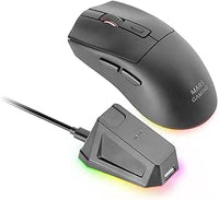 Mars Gaming MM-T3, Ratón Inalámbrico Ligero, Bluetooth 5.0 + 2.4GHz + Cable, Sensor Óptico PIXART PAW3104PRO 14400 dpi, Base de Carga Magnética RGB, Switches Huano, Software de Control, Negro
