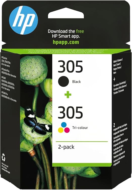 HP 305 Negro y Tricolor, Pack de 2 Cartuchos de Tinta Originales