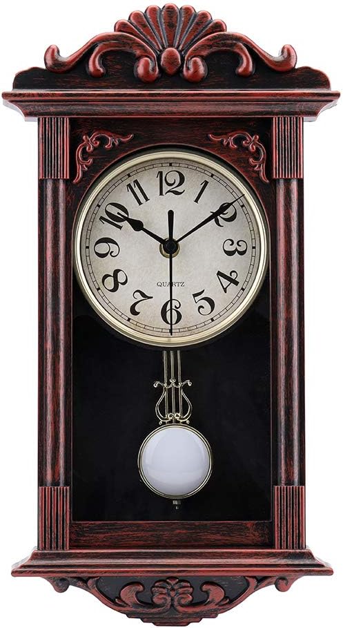 jomparis Reloj de Pared de Cuarzo Retro con péndulo de 40cm