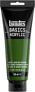 Liquitex 88700239 Basics - Peinture acrylique, peinture artistique monopigmentée, résistante à la lumière, qualité archive, finition satinée, tube de 250 ml - Vert De Hooker Permanent Imitation
