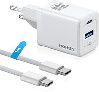 NOHON Cargador USB C Rapida：35W GAN Cargador USB C Carga Rapida con 1M Cable Typ-C de 60W, 2-Puerto Enchufe Compatible con iPhone 17/16/15/15 Pro/15 Pro Max/14/13/12, Samsung Galaxy, iPad