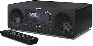 SHARP XL-B720D(BK) Tokyo All in One Soundsystem con Radio Dab+, FM, Bluetooth, CD-MP3, reproducción USB, Conexión de Auriculares, y 60W, Color Negro