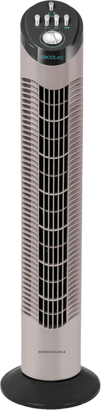 Cecotec Ventilador de Torre con Temporizador EnergySilence 790 Skyline. 50W, 30'' (76cm) de Altura, Control Mecánico, Oscilante, Motor de Cobre, 3 Velocidades