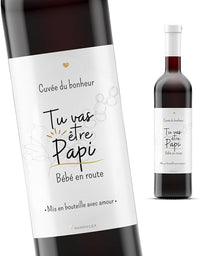 Etiqueta botella vino anuncio embarazo papi | Futuro abuelo | Anuncio nacimiento abuelos