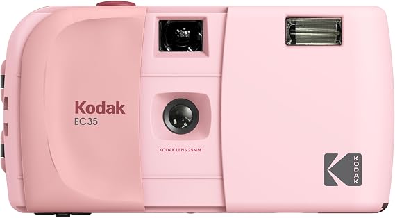 KODAK EC35 - Cámara de película de 35 mm, Reutilizable, sin Enfoque, Flash Integrado, Cubierta Deslizante, Apta para Principiantes (película y batería AA no Incluidas) (Individual, Rosa Rubor)