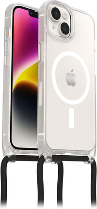 Otterbox Funda React Necklace con MagSafe para iPhone 17e, 16e, 14, Funda Protectora con cordón para Cuello Ajustable y Desmontable, Testada según los Estándares Militares, Transparente