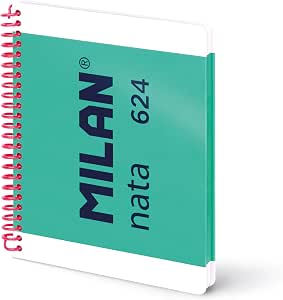 MILAN® Cuaderno A5 con espiral y tapa dura, papel pautado a líneas, 80 hojas de 95 gr/m², colección MILAN nata®, verde