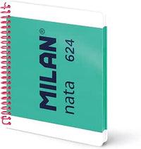 MILAN® Cuaderno A5 con espiral y tapa dura, papel pautado a líneas, 80 hojas de 95 gr/m², colección MILAN nata®, verde