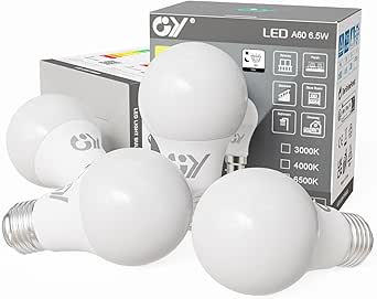 GY Bombilla con Sensor de Movimiento E27 Led, 6.5W (Eq. 75W) 1050LM 6500K Blanco Frío, Bombillas Led E27 de Ahorro de Energía para Escaleras Porches Garaje Pasillo, Paquete de 4