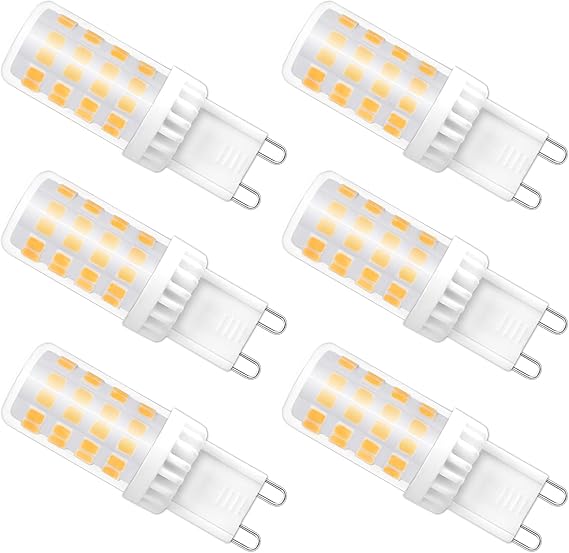 Bombillas G9 LED 5W Neutra 4000K, 450LM, 51 SMD LEDs, 40W 50W Halógena Equivalente, AC 230V, Bombilla LED Casquillo G9 Neutra para Luz Espejo, Luz de Mesa, No Regulable, 6 piezas