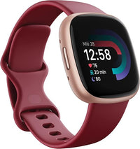 Fitbit Versa 4, el smartwatch que te ayuda a ponerte en forma con GPS integrado, hasta 6 días de batería y compatible con iOS 15 & Android OS 9.0, Rojo cereza/Aluminio rosa cobrizo