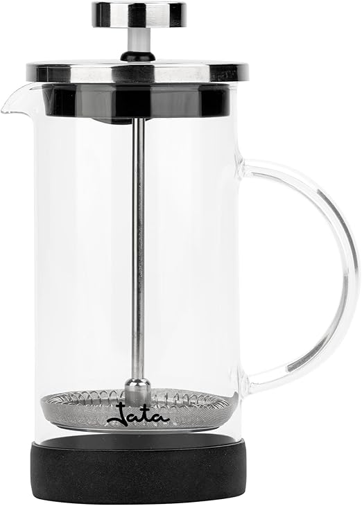 JATA HOGAR HCAF1160 - Cafetera Francesa. Prensa Francesa. Cafetera émbolo. Tetera y Espumadora. 600 ml. Vidrio Borosilicato. Resistente al calor. Filtro acero inoxidable. Cafés, infusiones, espumas