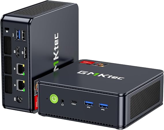GMKtec Mini PC Ryzen 5 7640HS(Superior al 6800H) con Gráficos AMD Radeon 760M, 16GB DDR5 + 512GB PCIe3.0 SSD, M6 Ultra Micro PC con Doble LAN 2.5G/WiFi 6E/Triple Pantalla 4K/USB4 para Gaming